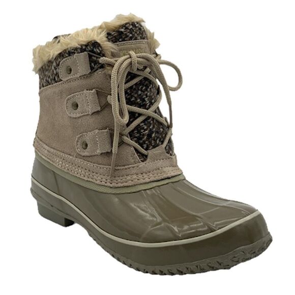 Khombu 7 KERI Green Taupe Short Winter Duck Booties - Picture 1 of 15